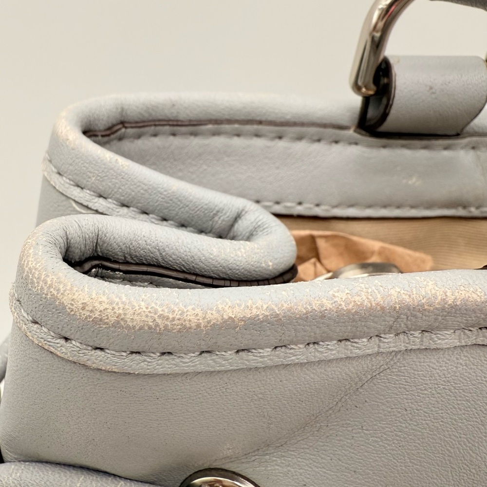 Coach Signature C Gray Leather Trim Satchel Purse Bag Shoulder Tote Handbag - Picture 11 of 15